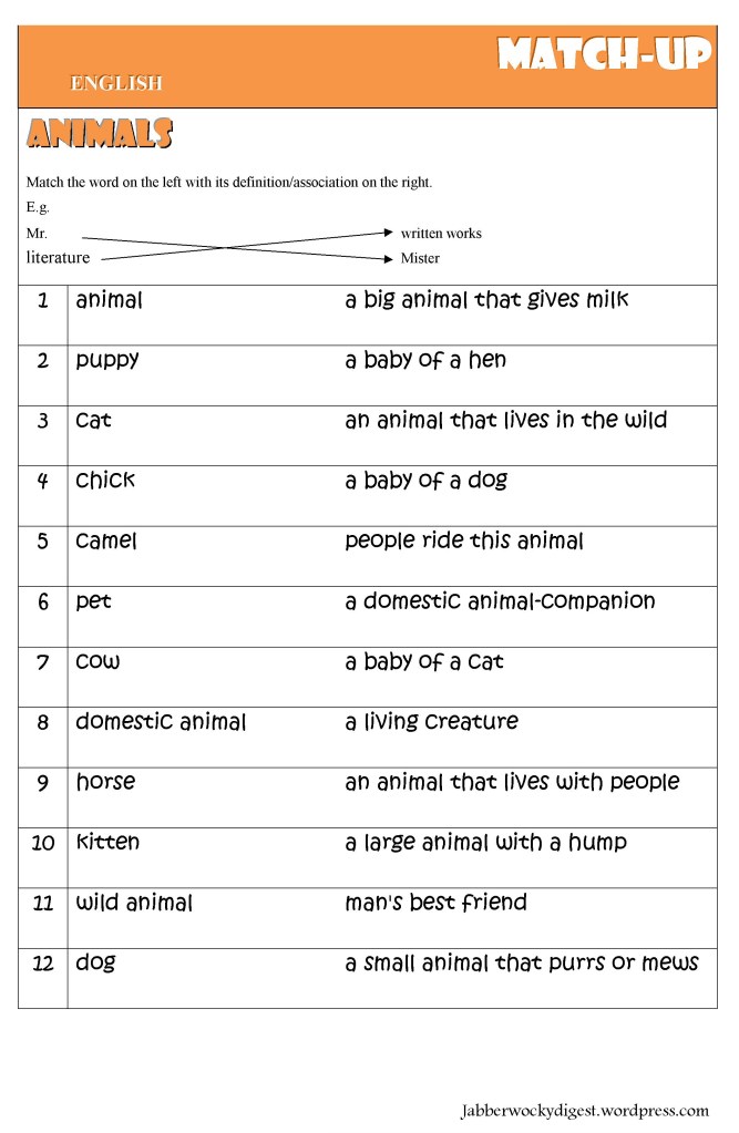 MATCH UP animals_eng