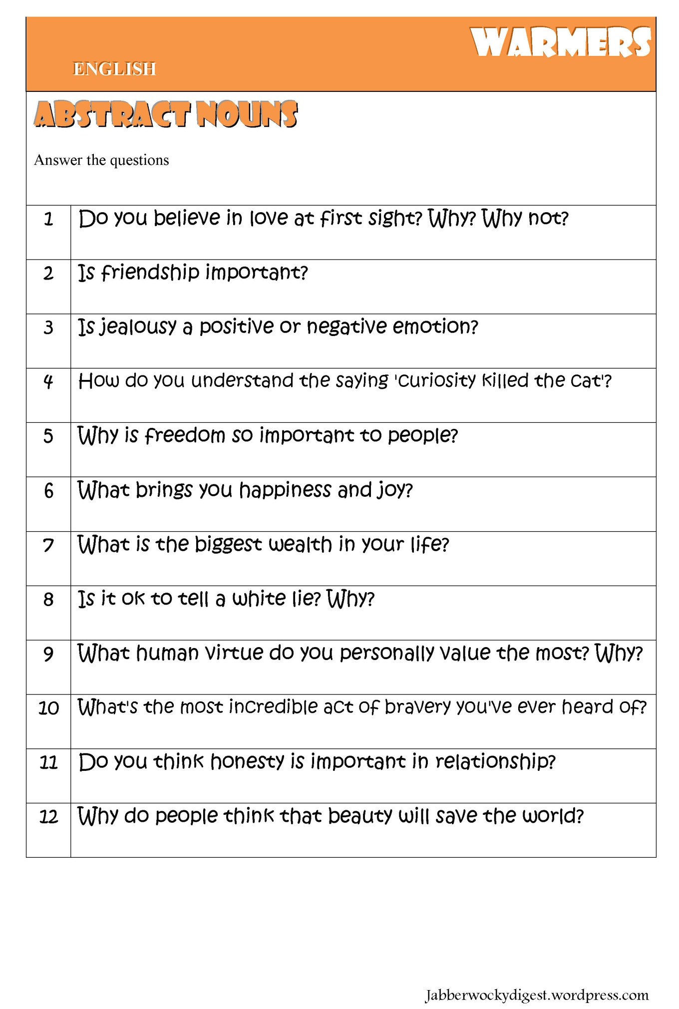 WARMERS abstract nouns_eng